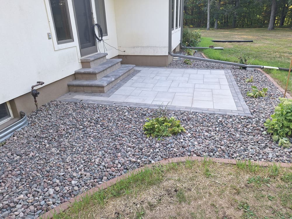 Backyard Paver Patio and Steps Installed in Fall Creek image